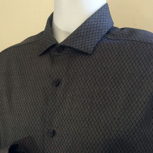 Calvin Klein Black Gray Geometric Slim Dress Shirt